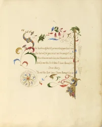 Manoscritto illuminato di una poesia